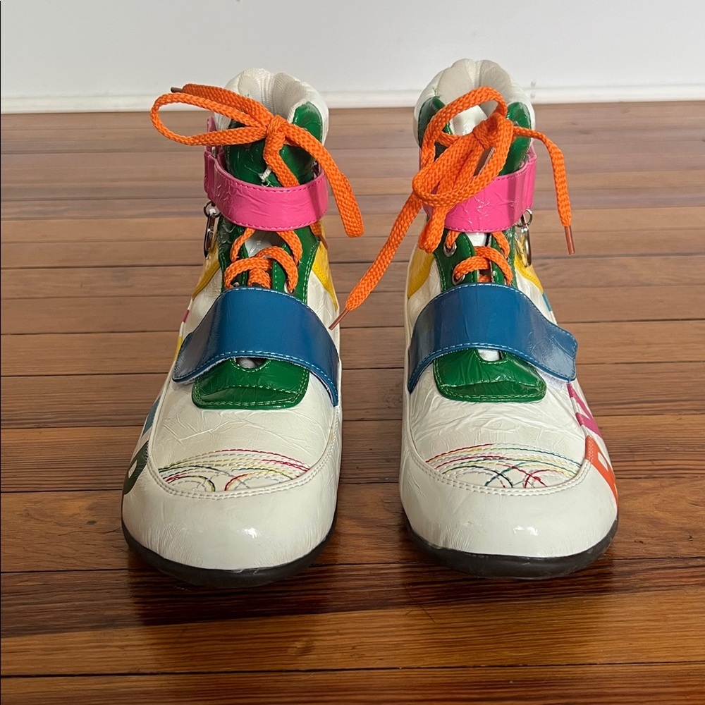 Statement RYD Multicolored High Top Sneakers - Rainbow Retro Vibe Size 10 - Picture 3 of 10